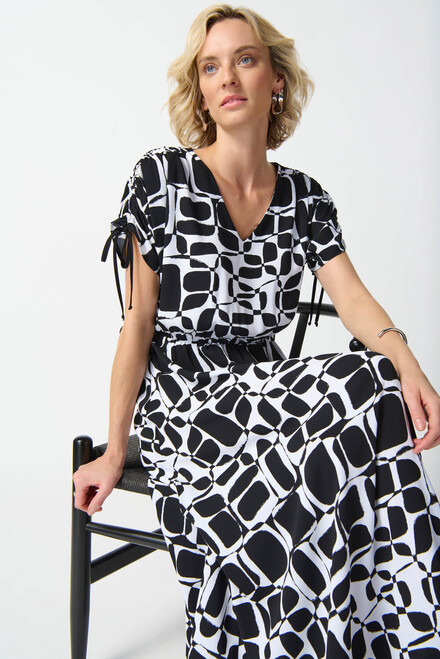 Abstract Print Maxi Dress Style 242100. Vanilla/black. 4