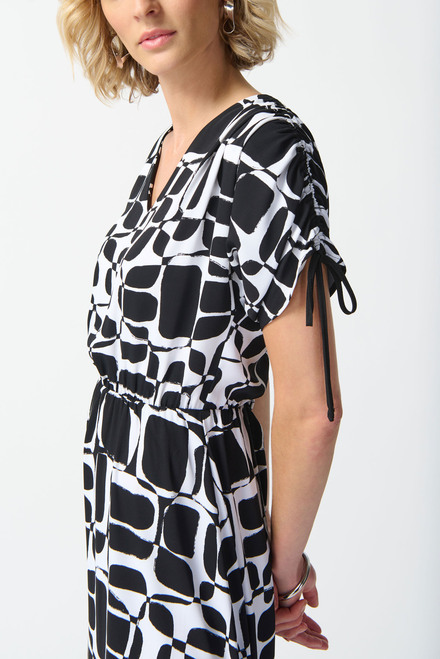 Abstract Print Maxi Dress Style 242100. Vanilla/black. 3