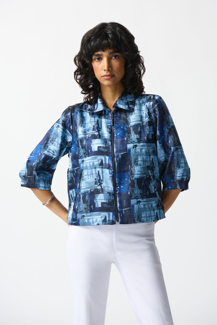 Printed Zip-Up Jacket Style 242105. Blue/Multi