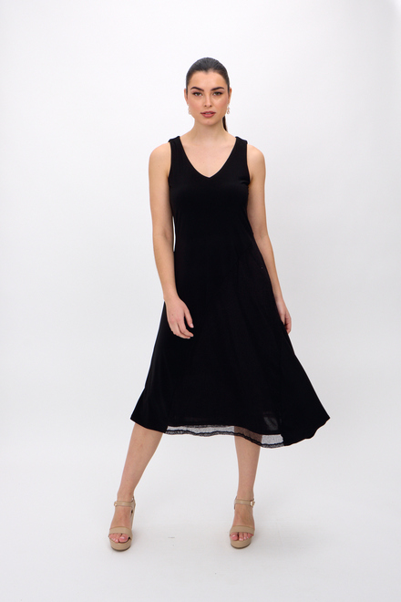 Sleeveless V-Neck Dress Style 242110. Black. 4
