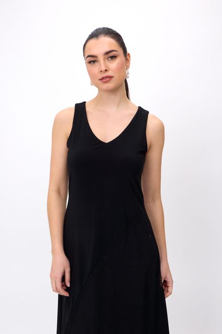 Sleeveless V-Neck Dress Style 242110. Black. 6