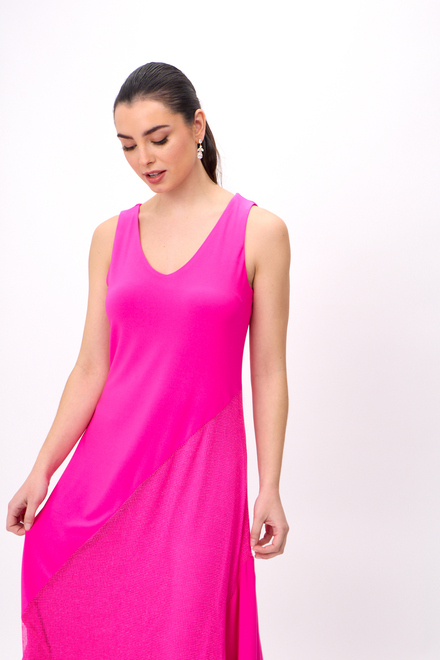 Sleeveless V-Neck Dress Style 242110. Ultra Pink. 4