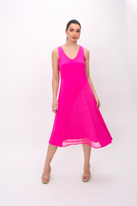 Sleeveless V-Neck Dress Style 242110. Ultra Pink. 5