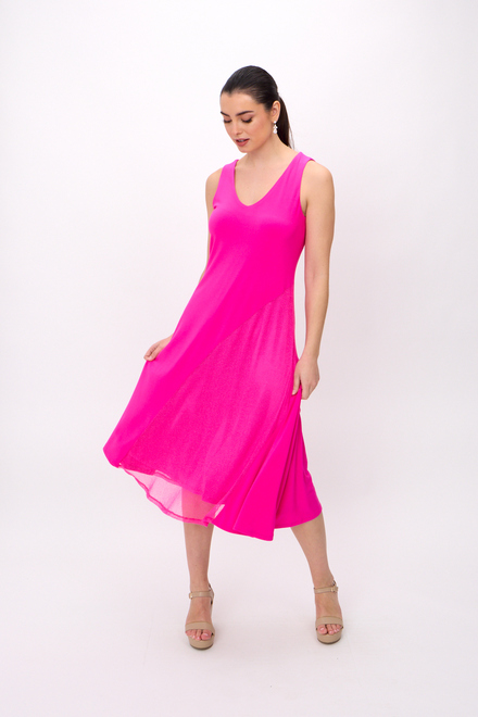 Sleeveless V-Neck Dress Style 242110. Ultra pink
