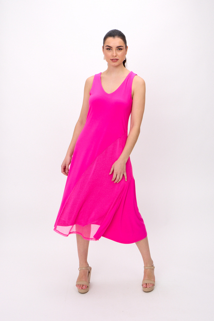 Sleeveless V-Neck Dress Style 242110. Ultra Pink. 6