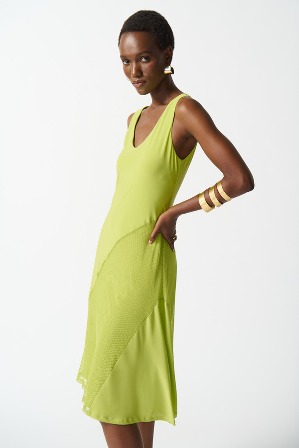 Sleeveless V-Neck Dress Style 242110. Key Lime