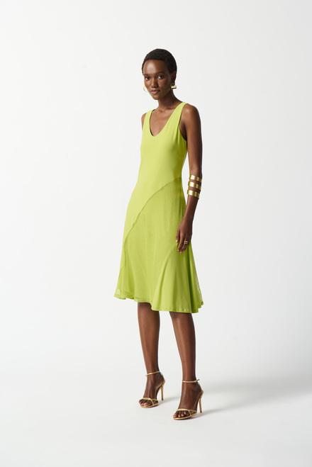 Sleeveless V-Neck Dress Style 242110. Key Lime. 2