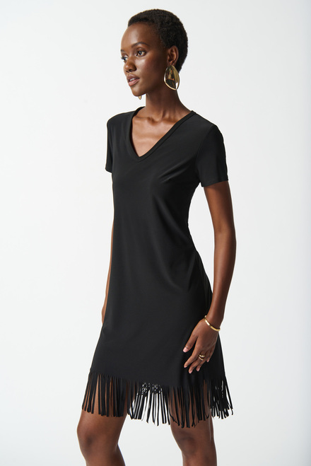 Fringe Detail Dress Style 242113. Black. 2