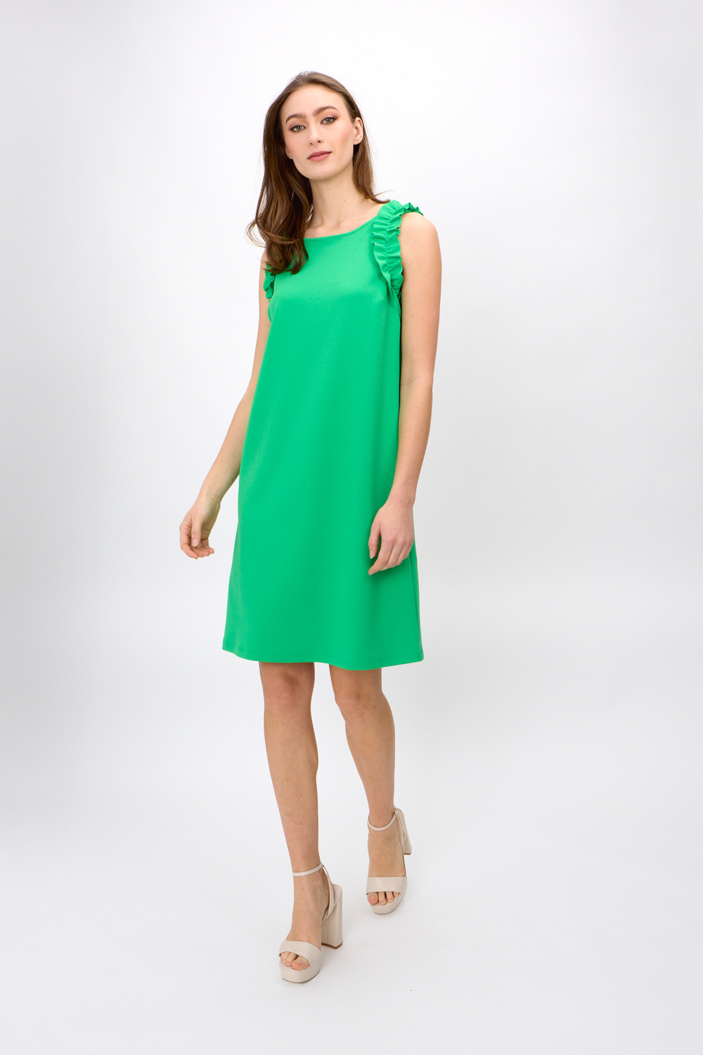 Ruffle Detail Shift Dress Style 242115. Island Green