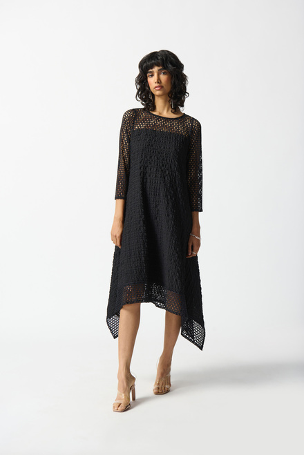 Lace Overlay Dress Style 242117. Black