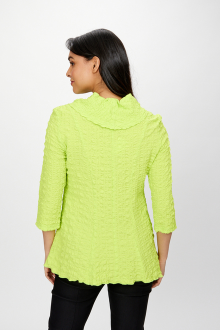 Textured Shawl Collar Top Style 242120. Key Lime. 2