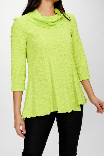 Textured Shawl Collar Top Style 242120. Key Lime. 3