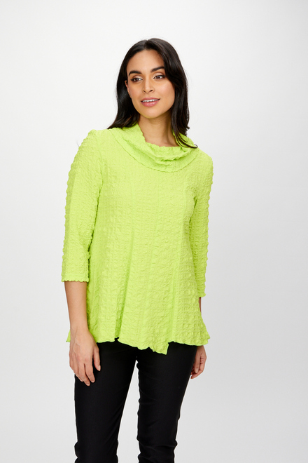Textured Shawl Collar Top Style 242120. Key Lime. 4