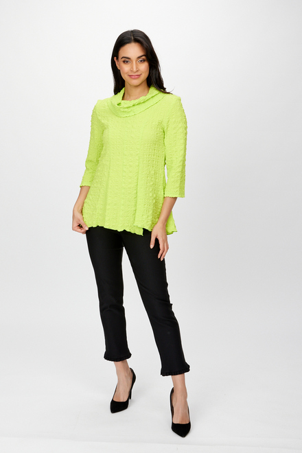 Textured Shawl Collar Top Style 242120. Key Lime. 5