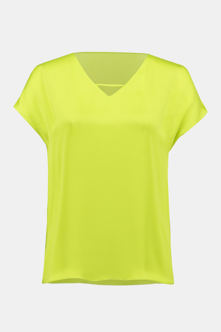 T-shirt satin&eacute;, col d&eacute;cor&eacute; mod&egrave;le 242123. Key Lime. 6