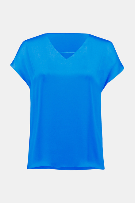 T-shirt satin&eacute;, col d&eacute;cor&eacute; mod&egrave;le 242123. French Blue. 5