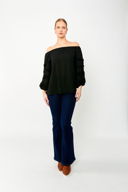 Off-Shoulder Ruffle Sleeve Top Style 242127. Black. 5