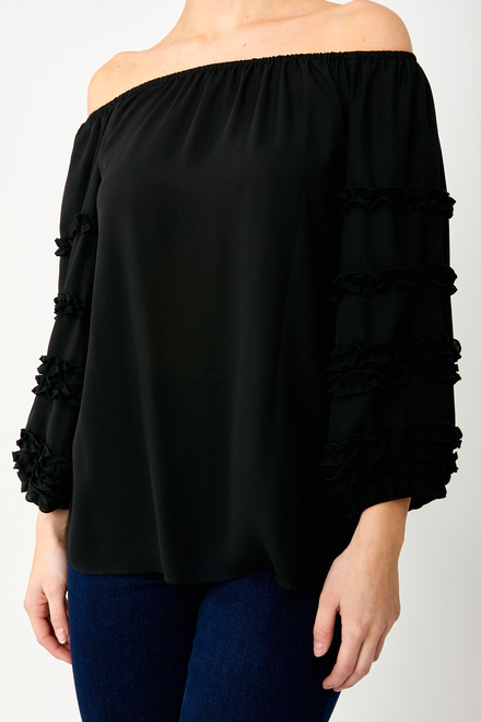 Off-Shoulder Ruffle Sleeve Top Style 242127. Black. 4