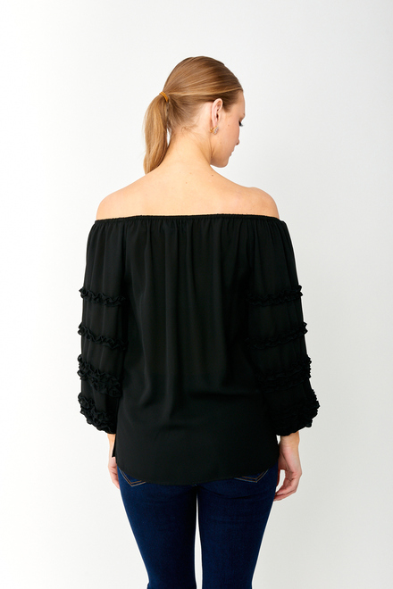 Off-Shoulder Ruffle Sleeve Top Style 242127. Black. 3