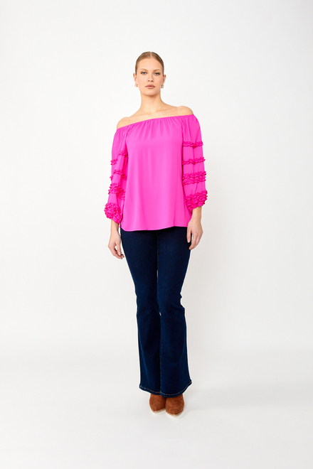 Off-Shoulder Ruffle Sleeve Top Style 242127. Ultra Pink. 4