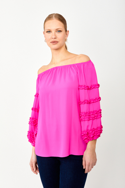 Off-Shoulder Ruffle Sleeve Top Style 242127. Ultra pink