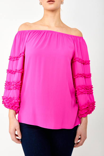 Off-Shoulder Ruffle Sleeve Top Style 242127. Ultra Pink. 3