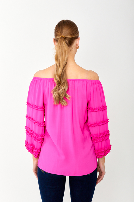 Off-Shoulder Ruffle Sleeve Top Style 242127. Ultra Pink. 2