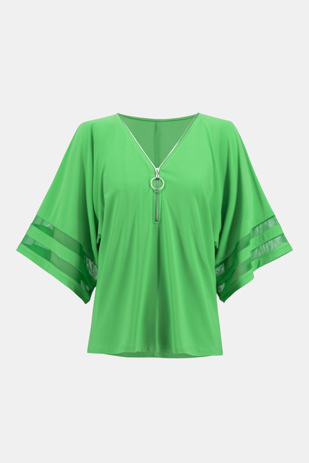 T-shirt zipp&eacute;, rayures bi-mati&egrave;res mod&egrave;le 242129. Island Green. 5