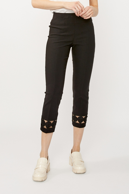Lace Cuff Cropped Pants Style 242131. Black. 2