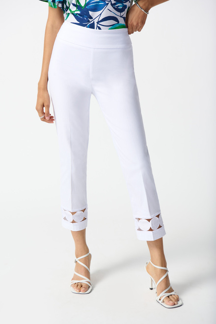 Lace Cuff Cropped Pants Style 242131. White. 5