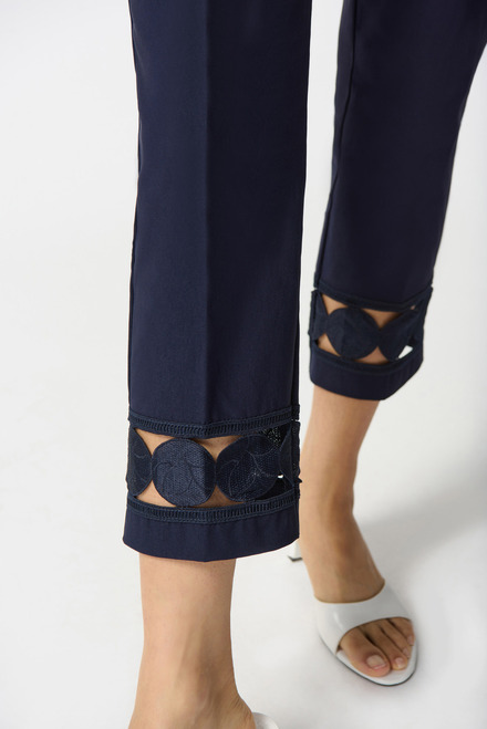 Lace Cuff Cropped Pants Style 242131. Midnight Blue. 3