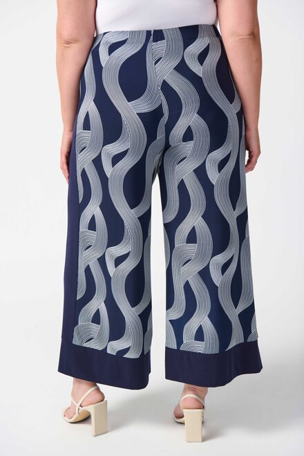 Wide Leg Abstract Print Pants Style 242144. Midnight Blue/vanilla. 3