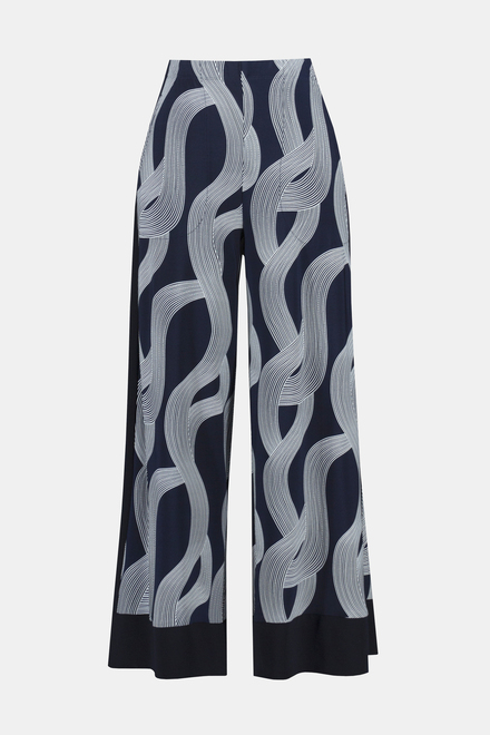 Wide Leg Abstract Print Pants Style 242144. Midnight Blue/vanilla. 10