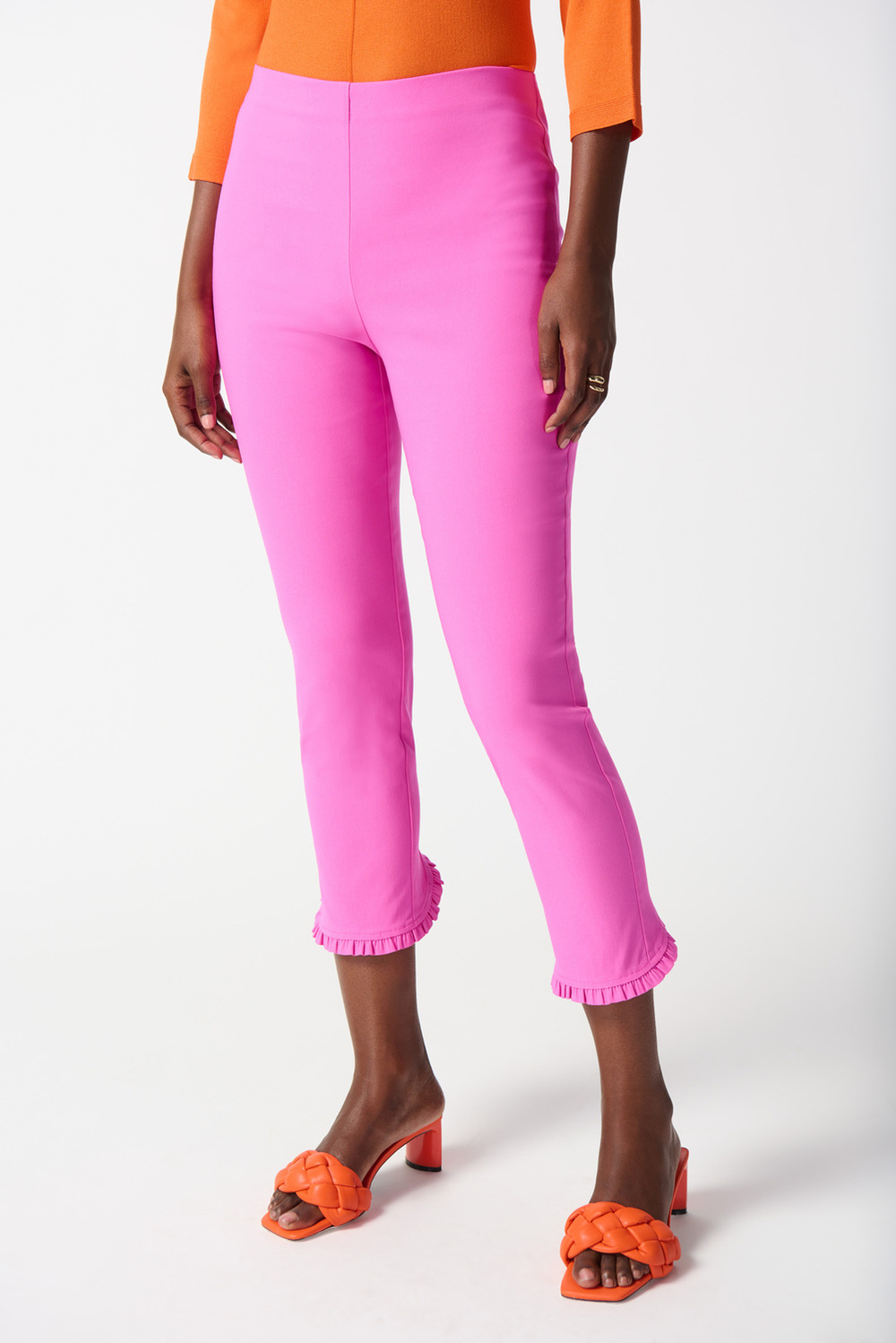 Ruffle Trim Capris Style 242145. Pink