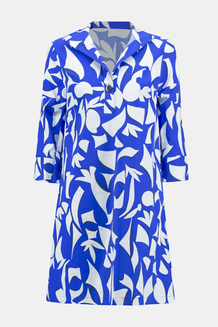 Abstract Print Shirt Dress Style 242154. Blue/vanilla. 6