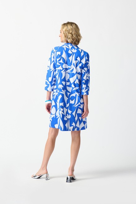 Abstract Print Shirt Dress Style 242154. Blue/vanilla. 2