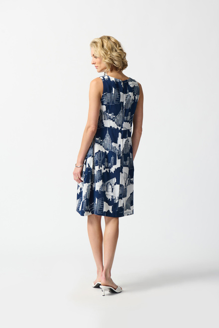 Cityscape Print Dress Style 242157. Vanilla/midnight Blue. 2