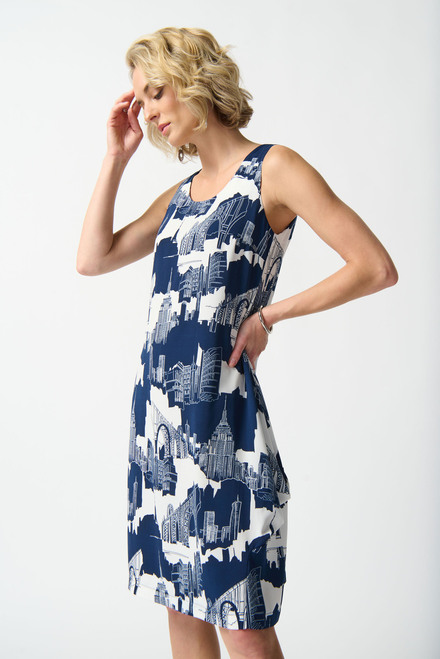 Cityscape Print Dress Style 242157. Vanilla/midnight Blue. 4