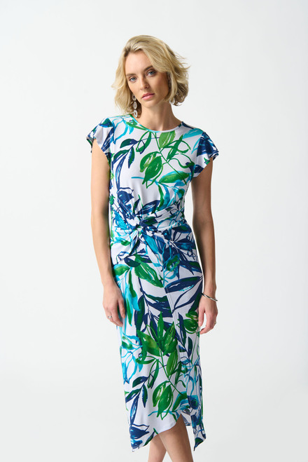 Leaf Print Wrap Front Dress Style 242159. Vanilla/multi. 4