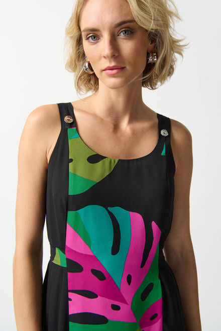 Tropical Print Dress Style 242163. Black/multi. 3