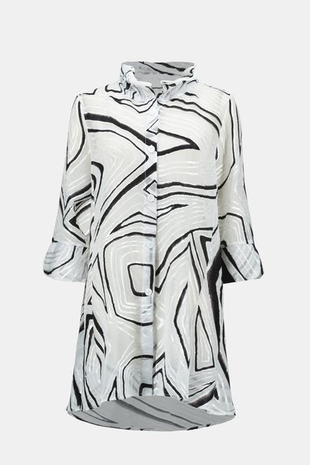 Abstract Print Long Blouse Style 242171. White/black. 7