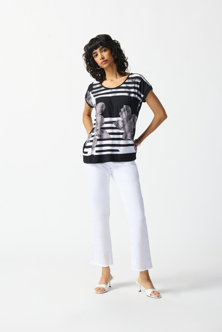 Striped &amp; Floral Design Shirt Style 242180. Black/vanilla. 4