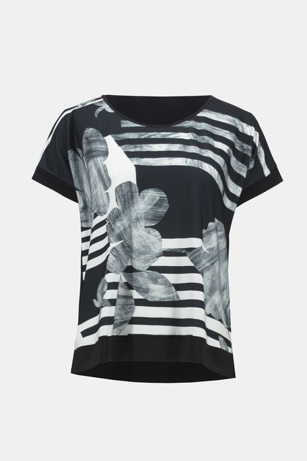 Striped &amp; Floral Design Shirt Style 242180. Black/vanilla. 5