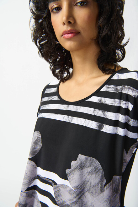 Striped &amp; Floral Design Shirt Style 242180. Black/vanilla. 3
