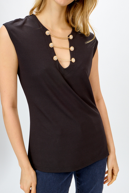 Chain Detail Sleeveless Top Style 242181. Black. 3