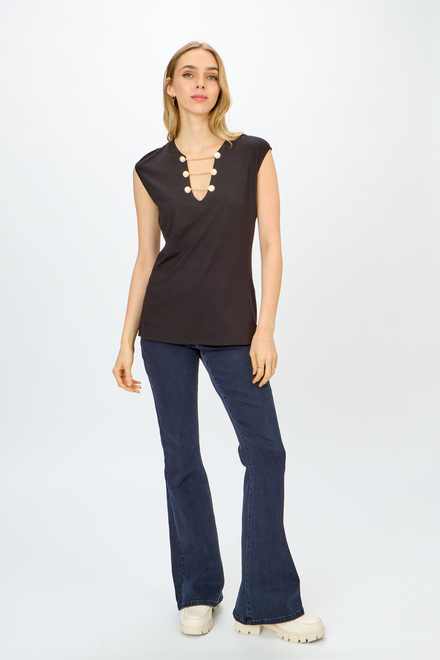 Chain Detail Sleeveless Top Style 242181. Black. 4