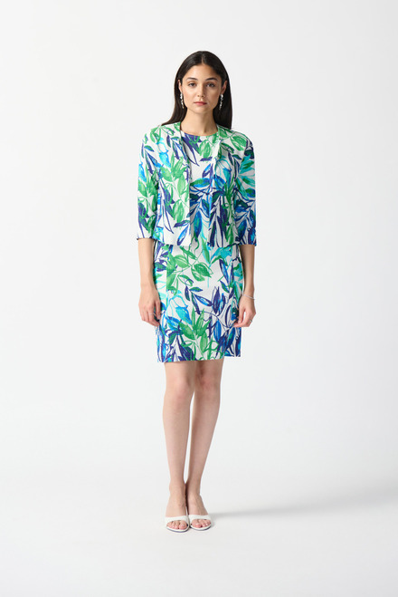 Pleated Leaf Print Dress Style 242187. Vanilla/multi. 3