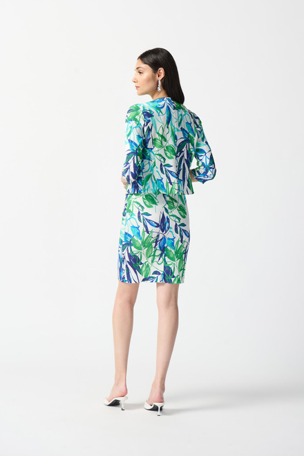 Pleated Leaf Print Dress Style 242187. Vanilla/multi. 6