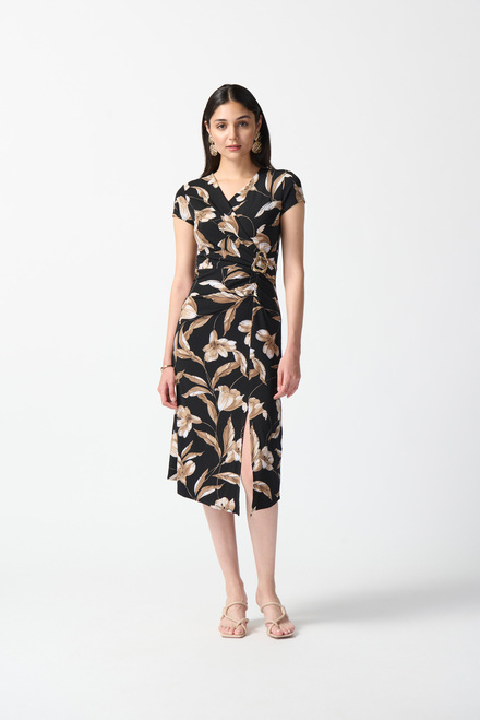 Floral Print Wrap Dress Style 242190. Black/multi. 3