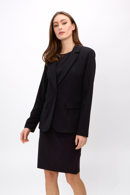 Fitted One-Button Blazer Style 242201. Black